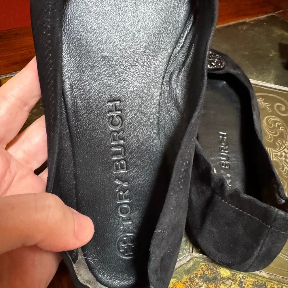 Tory Burch Minnie Travel Ballet Flats black suede 8